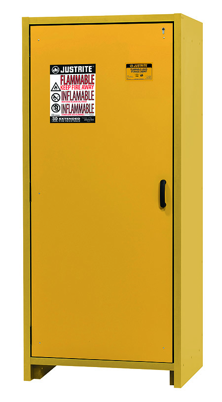 Single door cabinet in closed position